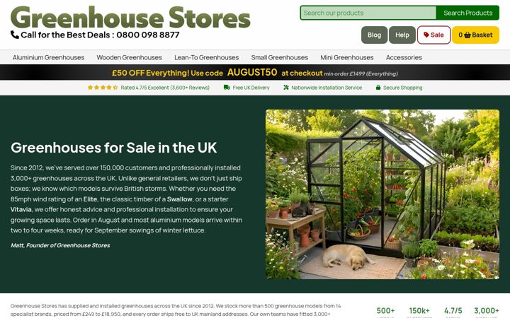 Screenshot of greenhousestores.co.uk