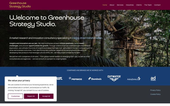 Screenshot of greenhousestrategy.com