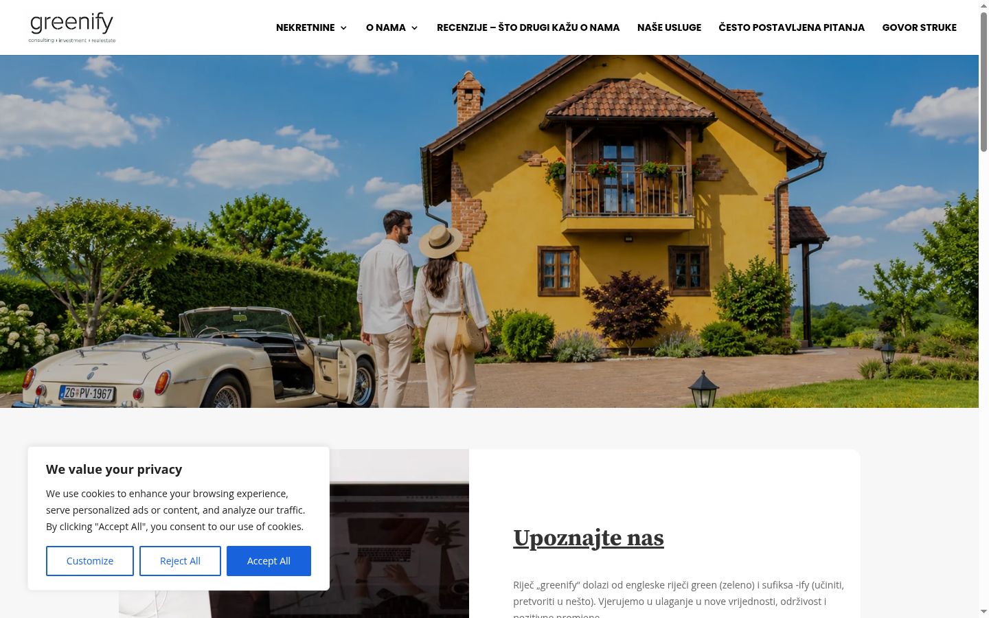 Snímek obrazovky baneru souhlasu zobrazeného před jakoukoli interakcí