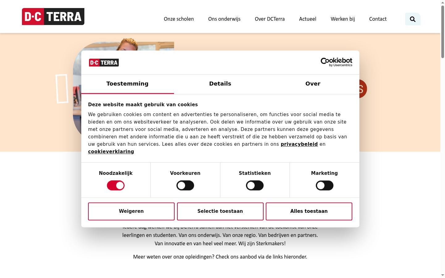 Screenshot tal-banner tal-kunsens muri qabel kwalunkwe interazzjoni