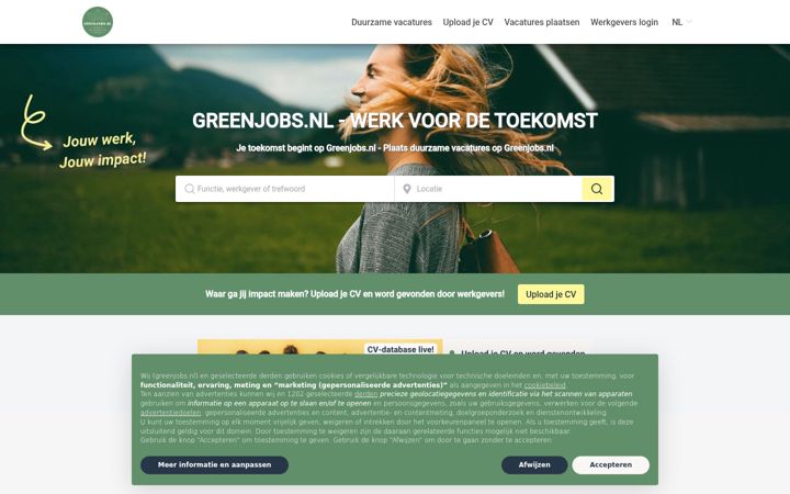 Screenshot of greenjobs.nl