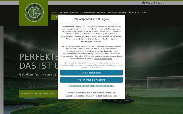 Snímek obrazovky greenkeeperverband.de