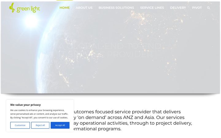 Screenshot of greenlightworldwide.com