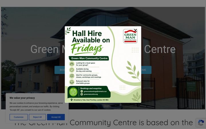 Screenshot of greenmancentre.org