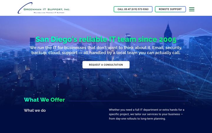 Screenshot of greenmanitsupport.com