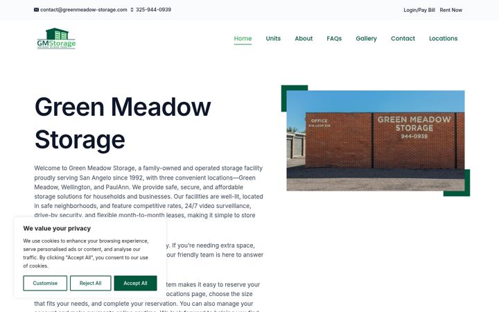 Screenshot of greenmeadow-storage.com