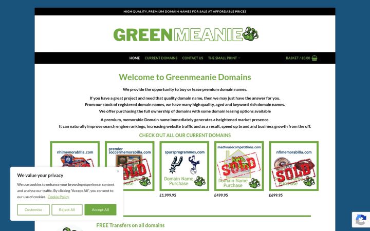 Screenshot of greenmeanie.com