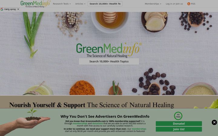 Screenshot of greenmedinfo.com