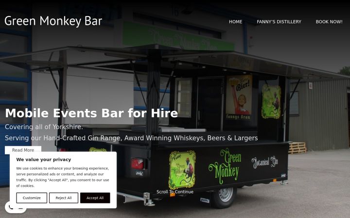 Screenshot of greenmonkeybar.co.uk