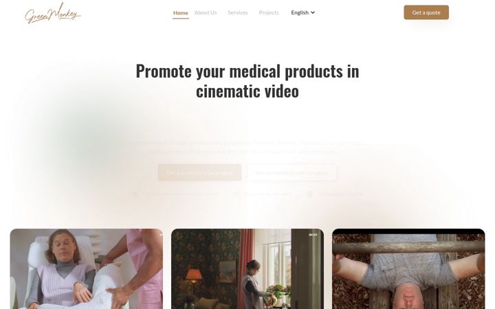 Screenshot of greenmonkeyfilm.com
