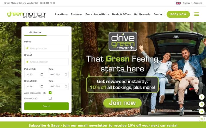 Screenshot of greenmotion.com