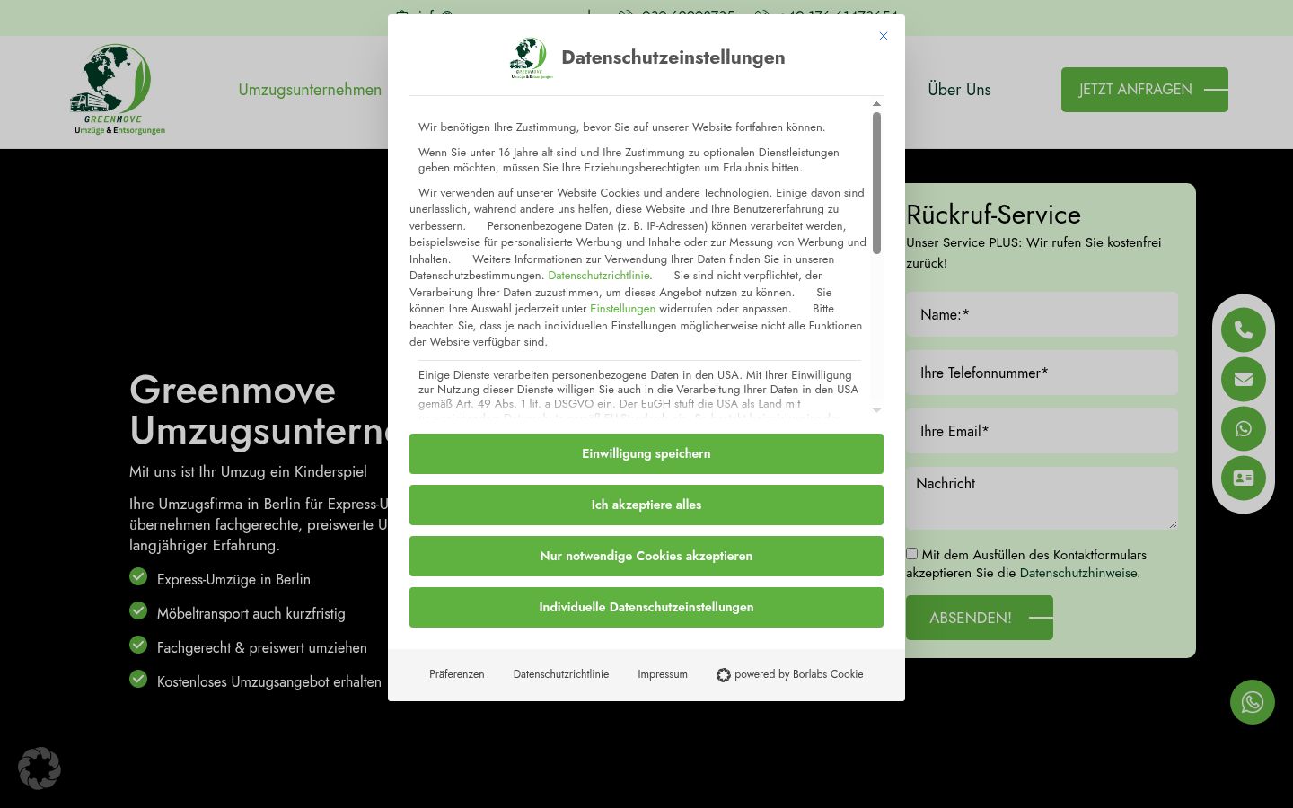 Screenshot tal-banner tal-kunsens muri qabel kwalunkwe interazzjoni