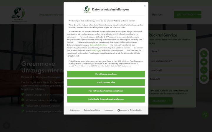 Screenshot of greenmove-umzuege.de