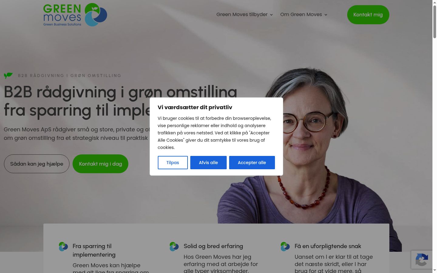 Skärmbild av samtyckesbannern som visades före någon interaktion