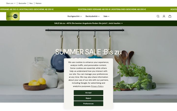 Screenshot of greenpan.de