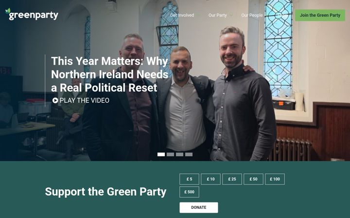 Screenshot of greenpartyni.org