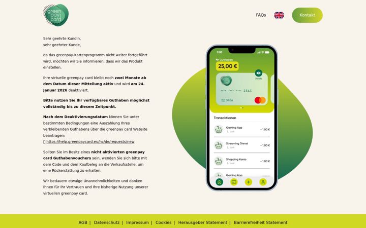 Screenshot of greenpaycard.eu