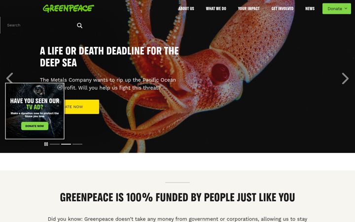 Screenshot of greenpeace.org.au