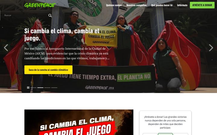 Screenshot stránky greenpeace.org.mx