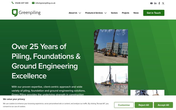 Screenshot of greenpiling.co.uk