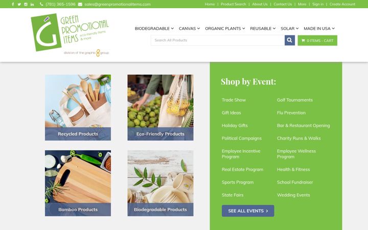 Screenshot of greenpromotionalitems.com