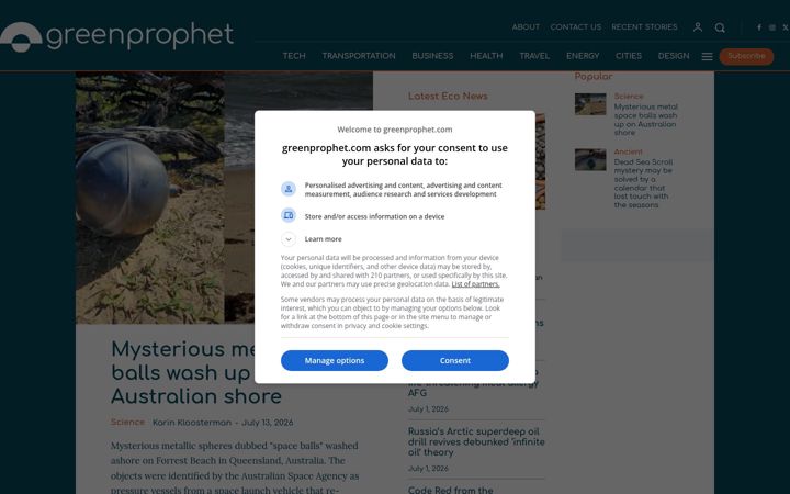 Screenshot of greenprophet.com