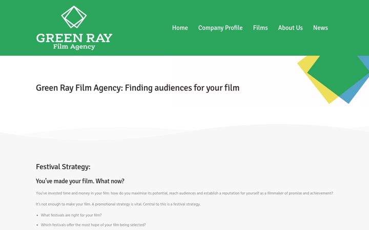 Screenshot ta' greenrayfilmagency.com