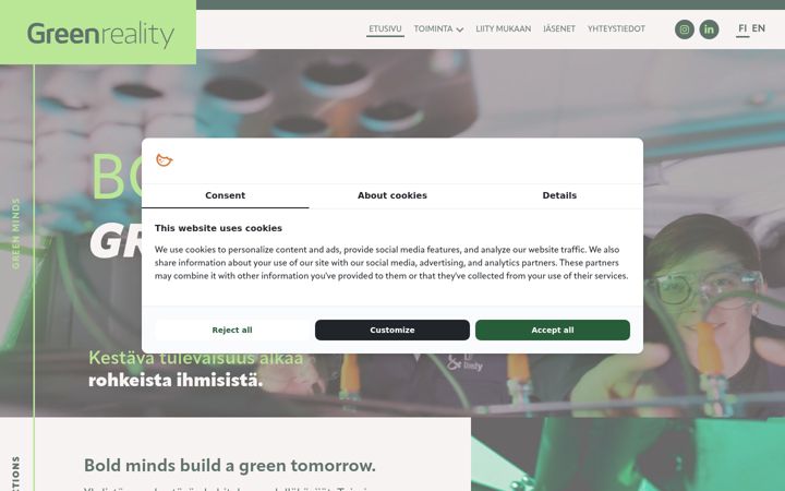 Screenshot of greenreality.fi