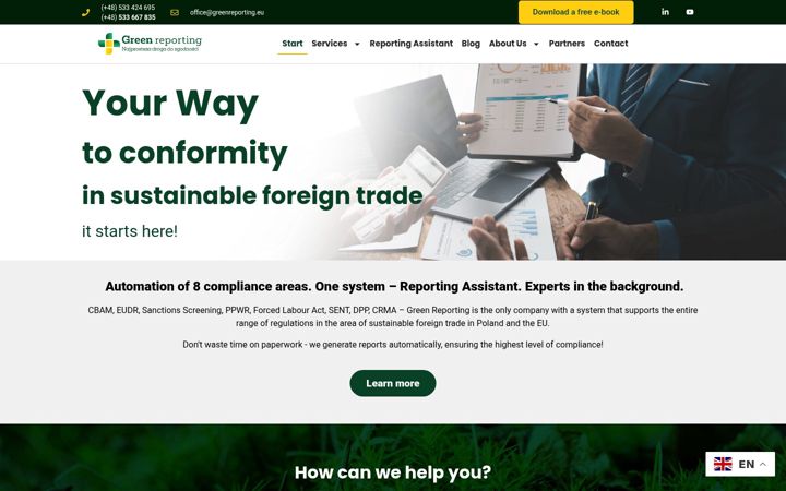 Skärmbild av greenreporting.eu