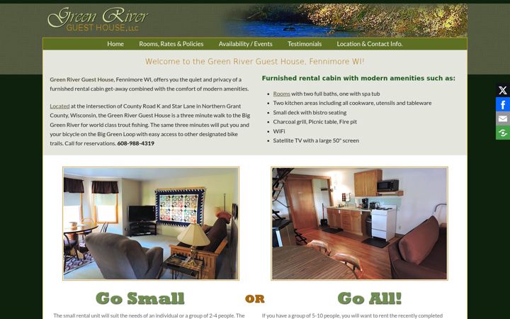 Screenshot of greenriverguesthouse.com