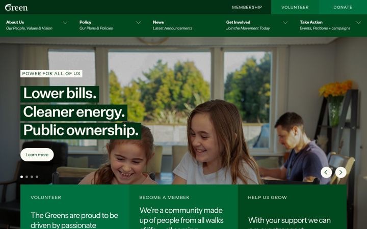 Screenshot of greens.org.nz