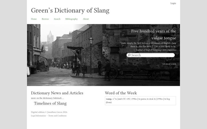 Screenshot of greensdictofslang.com