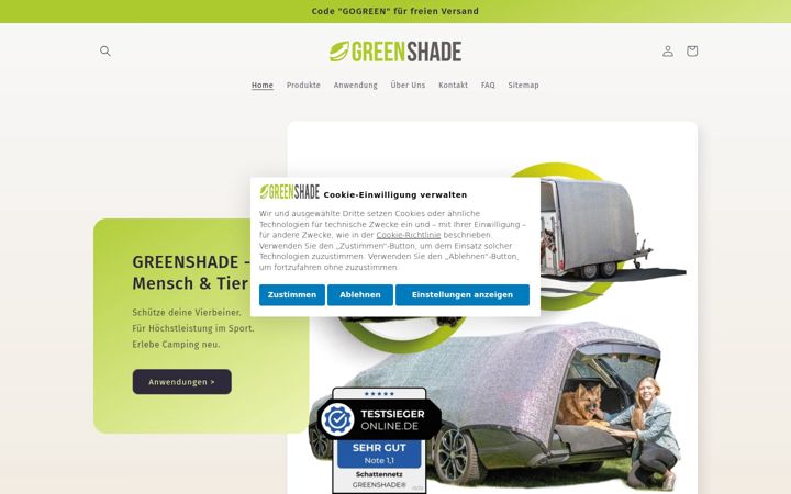 Screenshot of greenshade.de