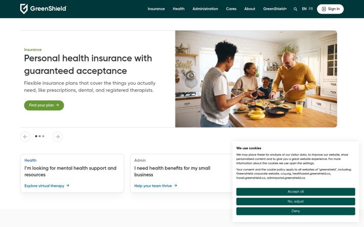Screenshot of greenshield.ca