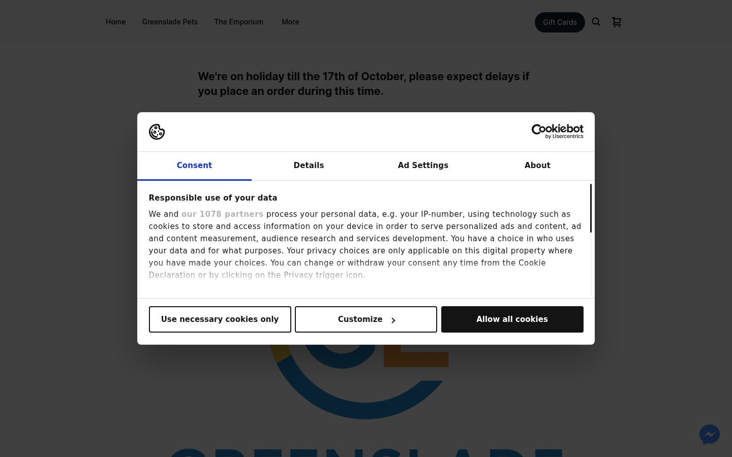 Sutikimo reklamjuostės, rodytos prieš bet kokią sąveiką, ekrano kopija