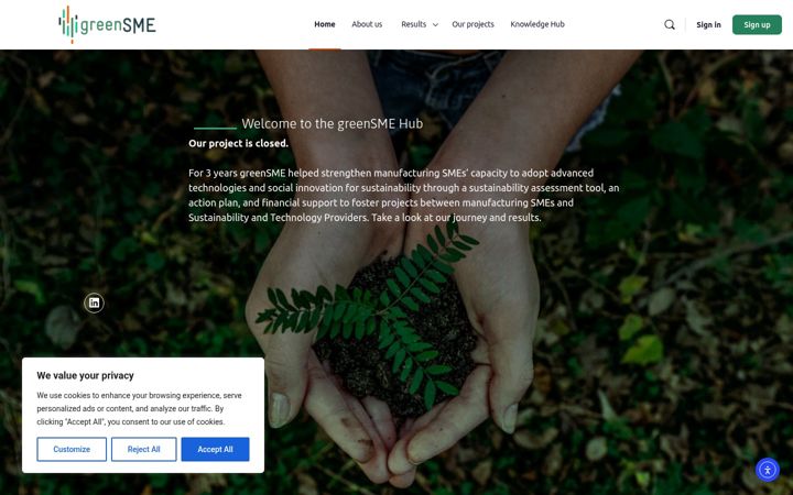Screenshot of greensmehub.eu