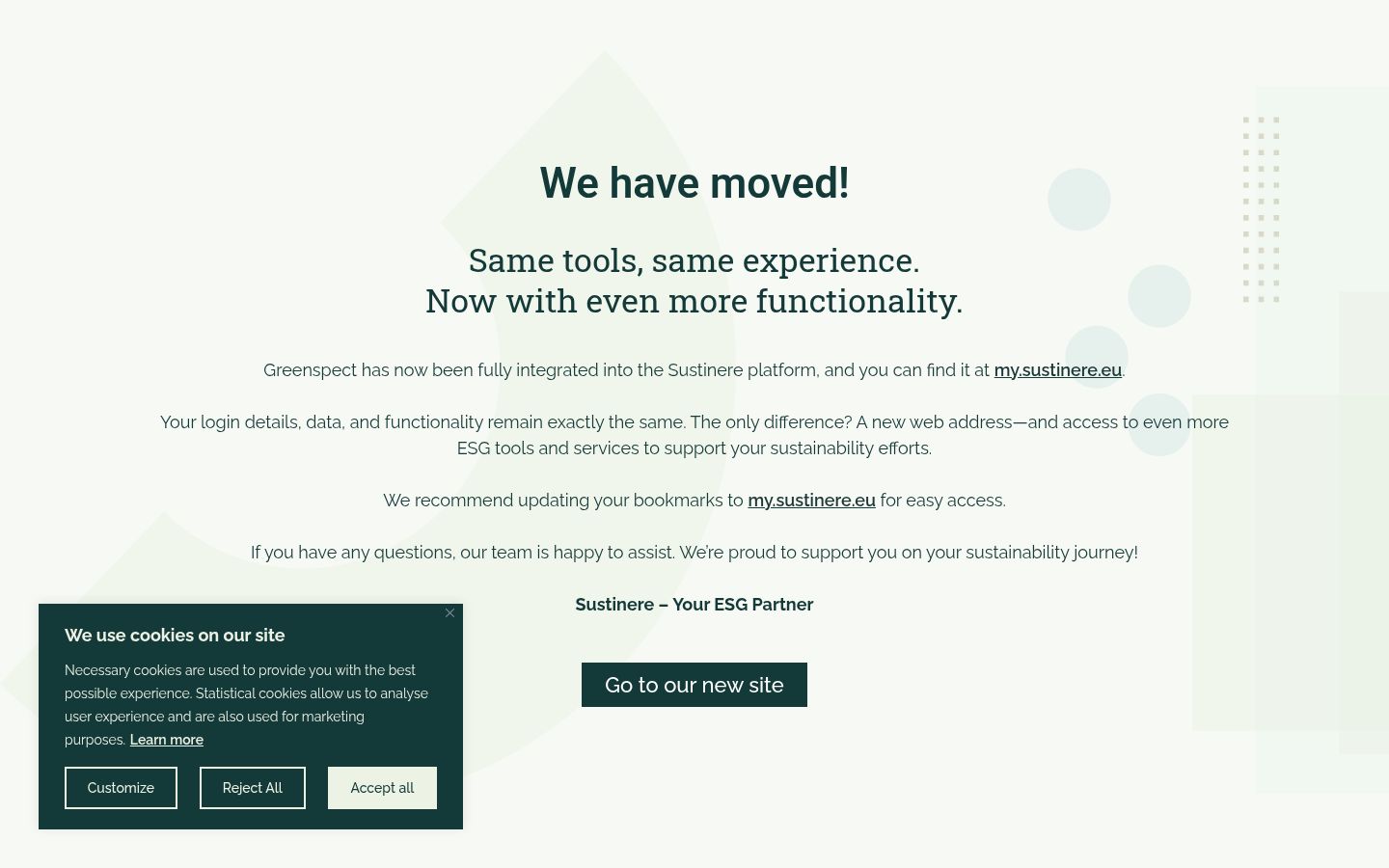 Screenshot of the consent banner shown before any interaction