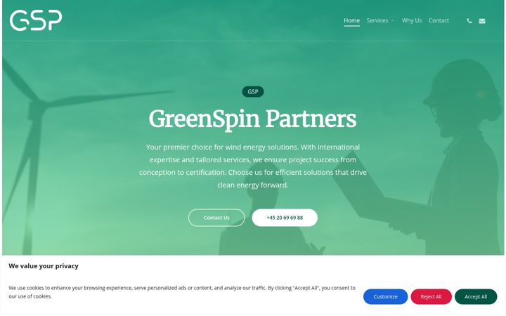 Screenshot of greenspinpartners.dk
