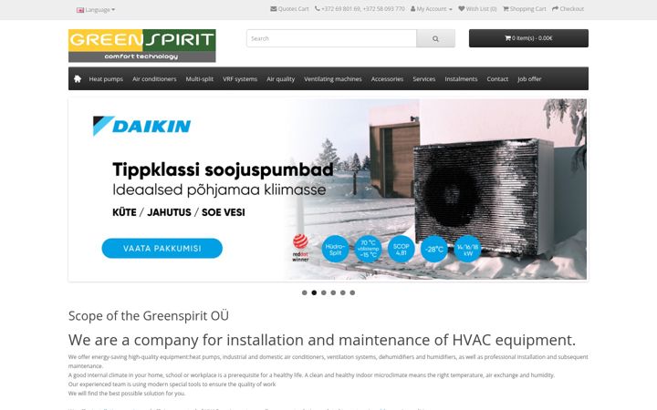 Screenshot of greenspirit.ee