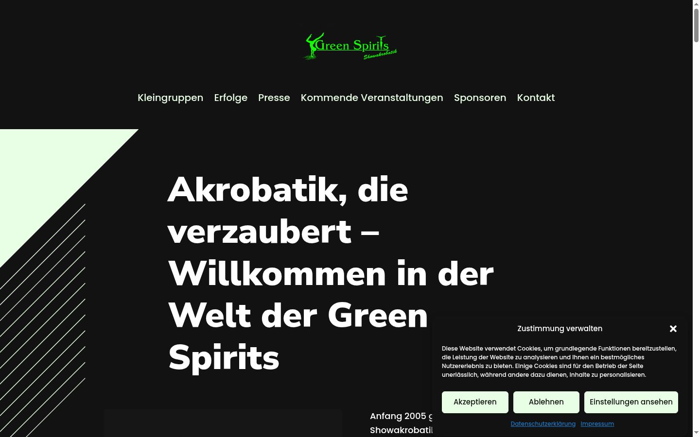 Screenshot des Einwilligungsbanners vor jeglicher Interaktion