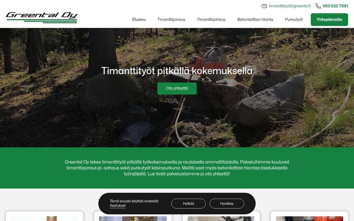 Screenshot of greental.fi