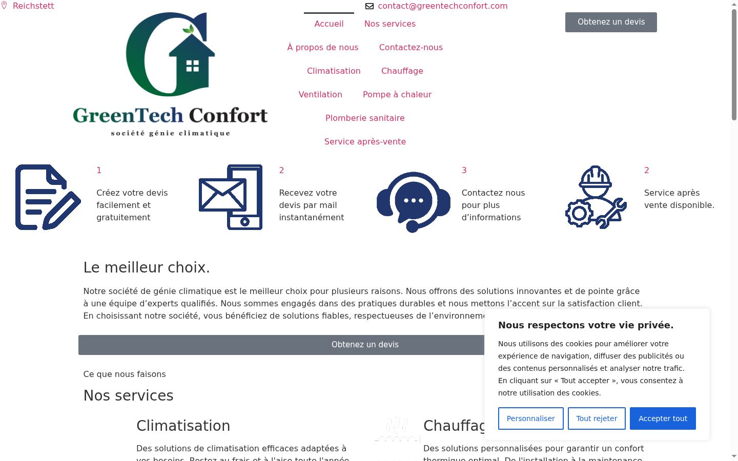 Capture d'écran de la bannière de consentement affichée avant toute interaction