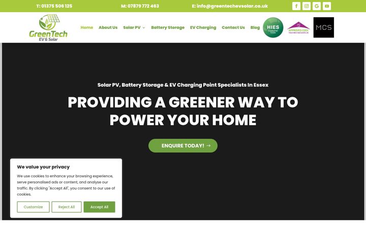 Screenshot of greentechevsolar.co.uk