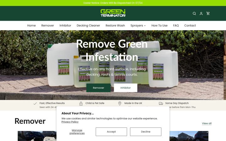 Screenshot of greenterminator.co.uk