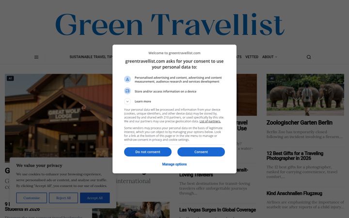 Screenshot of greentravellist.com