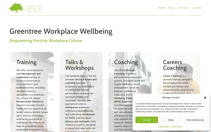 Screenshot of greentreeworkplacewellbeing.co.uk