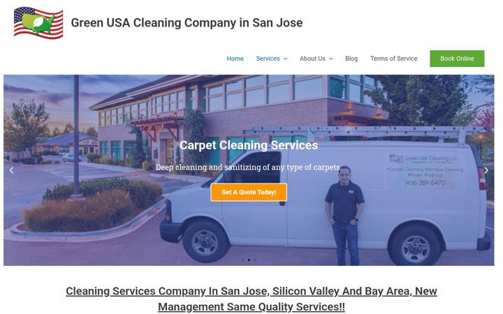 Screenshot of greenusacleaning.com
