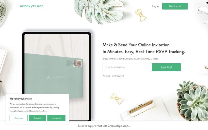 Screenshot of greenvelope.com
