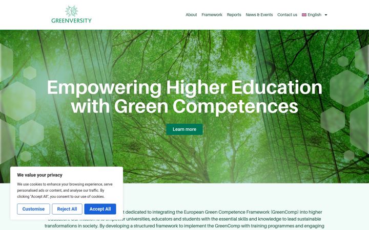 Screenshot of greenversity.eu