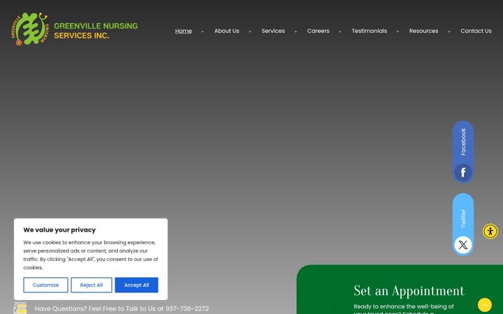 Screenshot of greenvillenursingservices.com